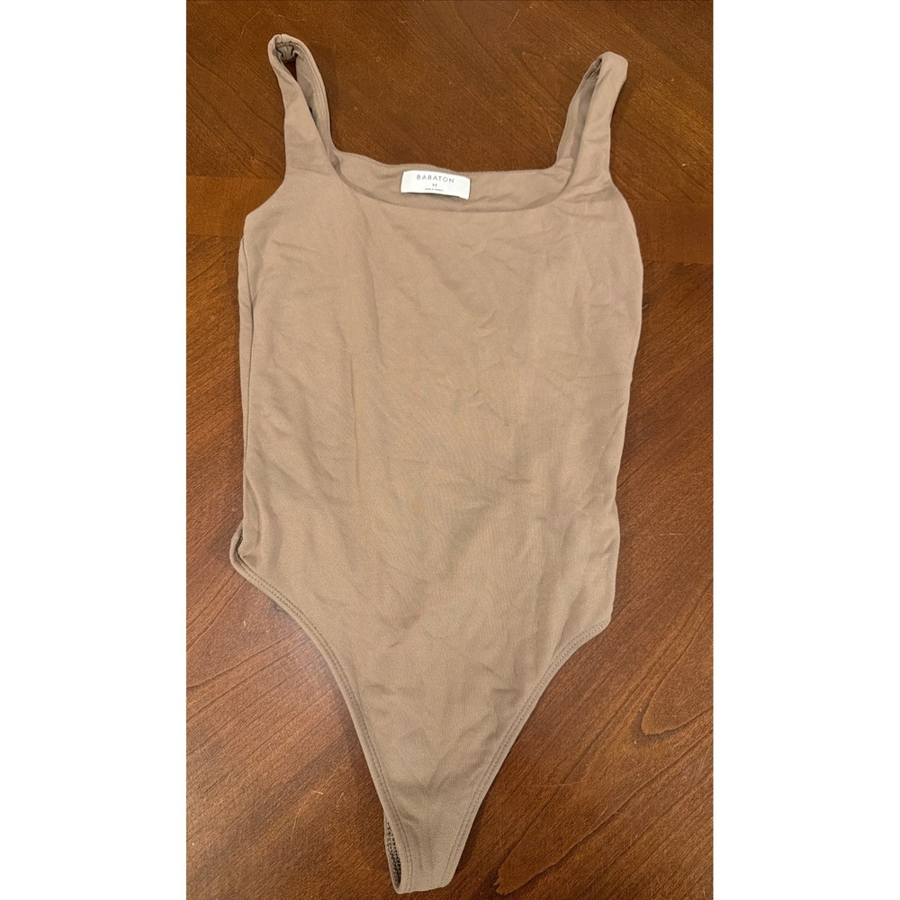 Babaton Aritzia Women's Contour Tank Dark Tan Square Neck Bodysuit Size XS